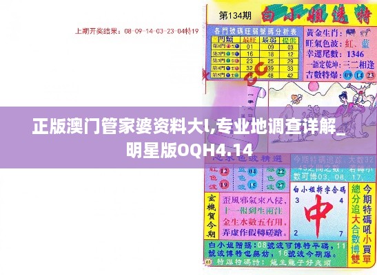正版澳门管家婆资料大l,专业地调查详解_明星版OQH4.14