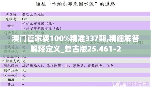 澳门管家婆100%精准337期,精细解答解释定义_复古版25.461-2